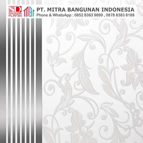 Shunda Plafon PVC - Vintage in Batik - Silver Gold Flowers - PL 2516