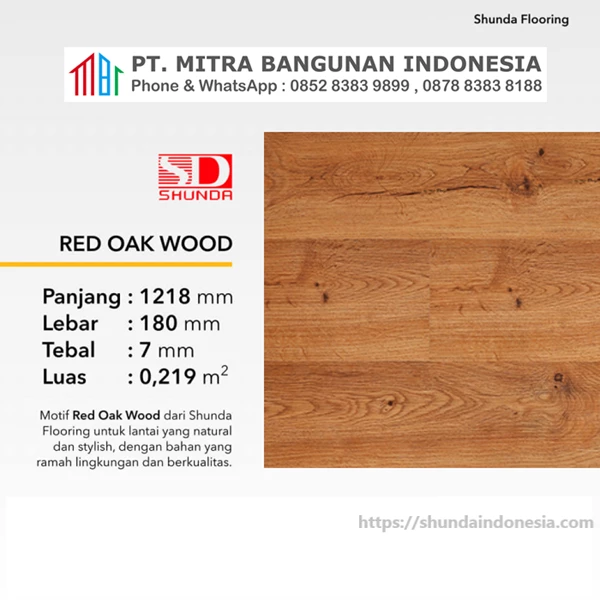 Lantai Kayu Shunda Flooring - Red Oak Wood 3