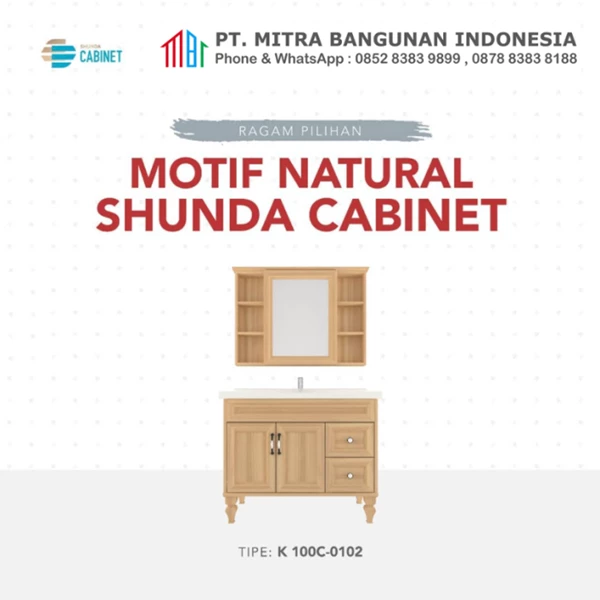 Lemari Wastafel Shunda Cabinet PVC - Floor Standing - Natural Maple - K100C-0102