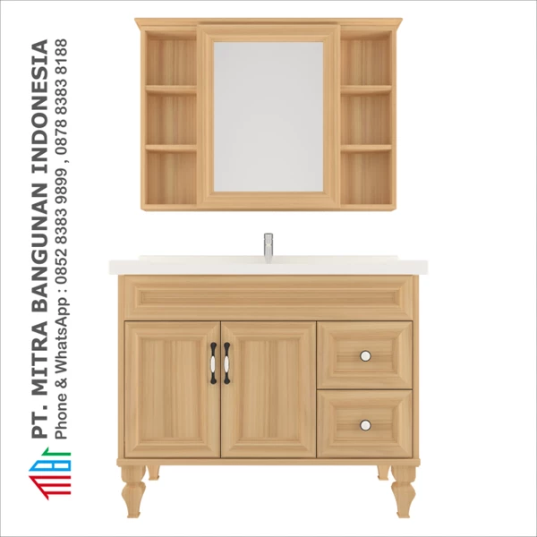 Lemari Wastafel Shunda Cabinet PVC - Floor Standing - Natural Maple - K100C-0102